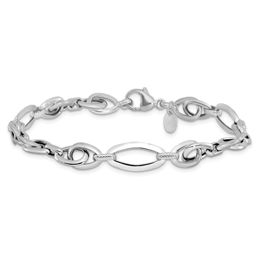 Polished Textured Fancy Link Bracelet 7.75" - 8.25mm