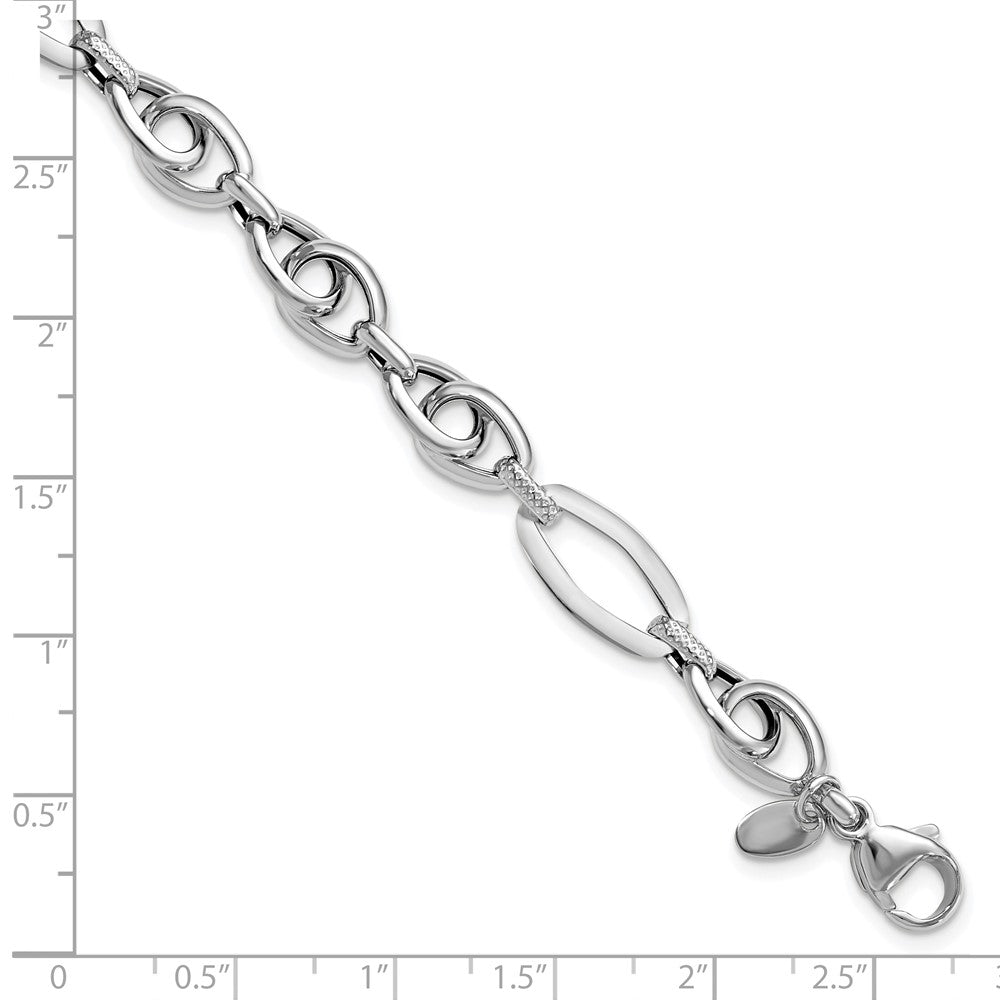 Polished Textured Fancy Link Bracelet 7.75" - 8.25mm