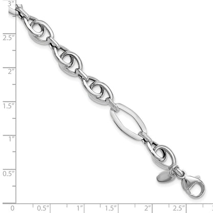 Polished Textured Fancy Link Bracelet 7.75" - 8.25mm