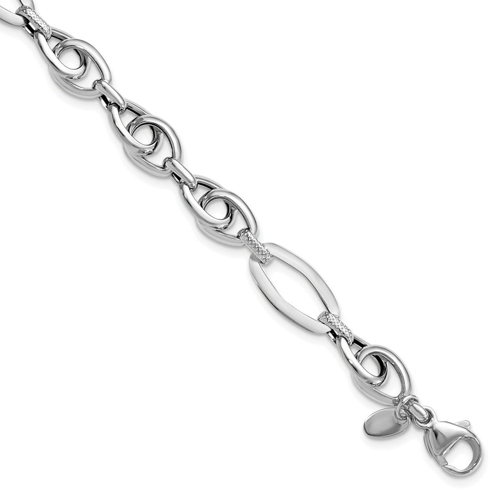 Polished Textured Fancy Link Bracelet 7.75" - 8.25mm