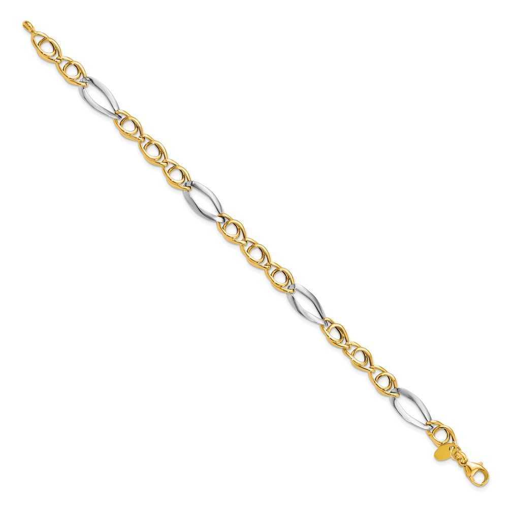 Rhodium Fancy Link Bracelet 7.75"