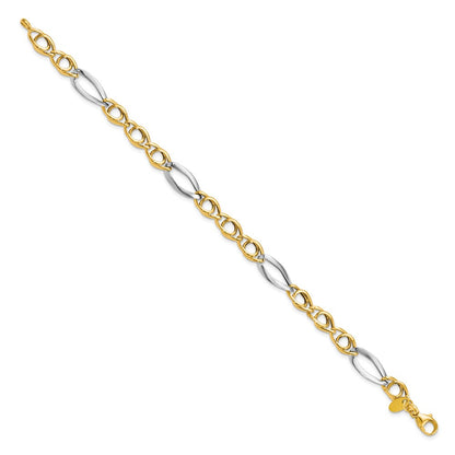 Rhodium Fancy Link Bracelet 7.75"