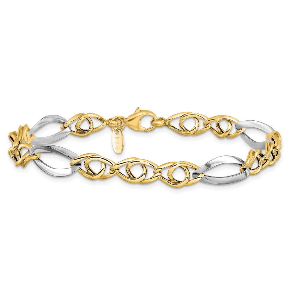Rhodium Fancy Link Bracelet 7.75"