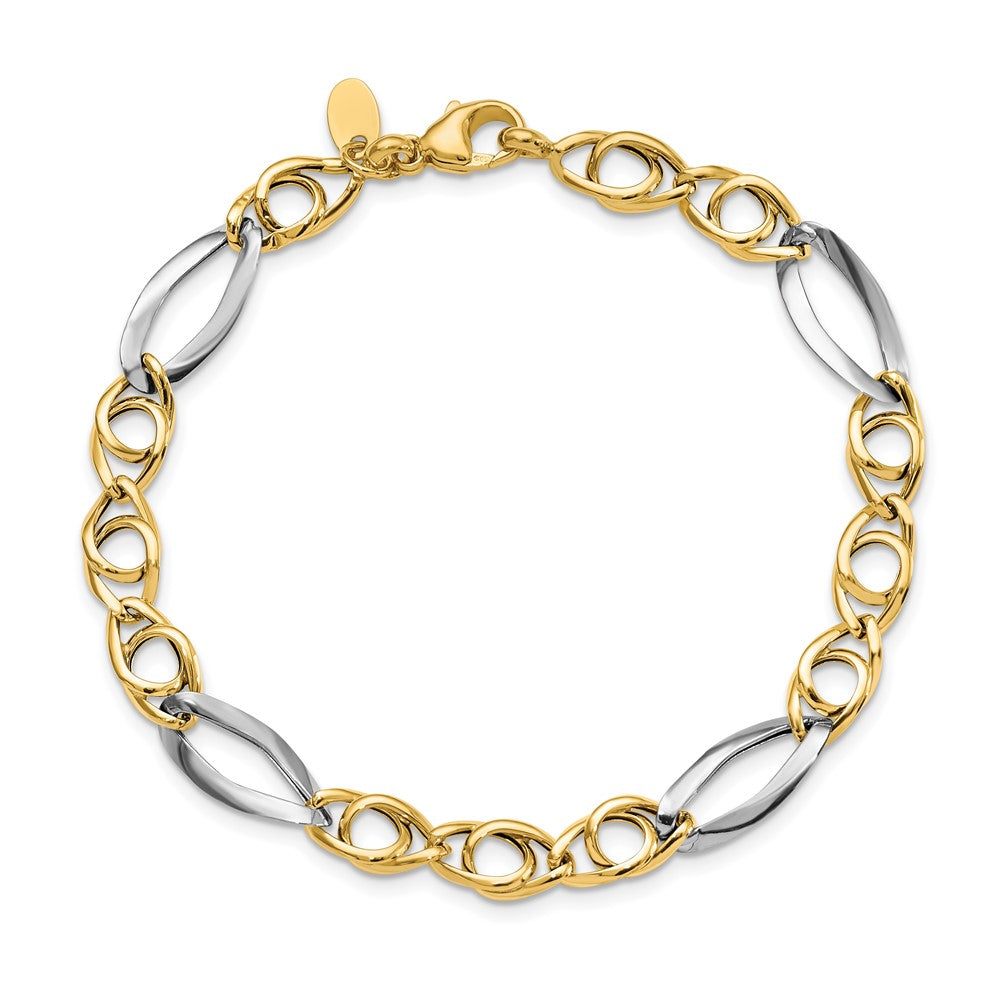 Rhodium Fancy Link Bracelet 7.75"