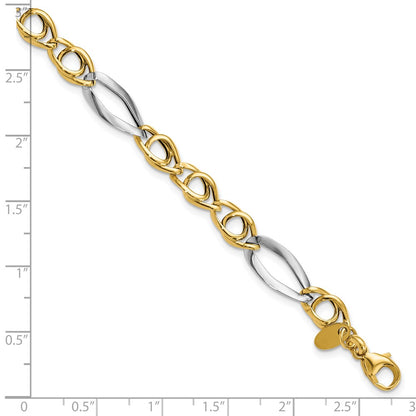 Rhodium Fancy Link Bracelet 7.75"