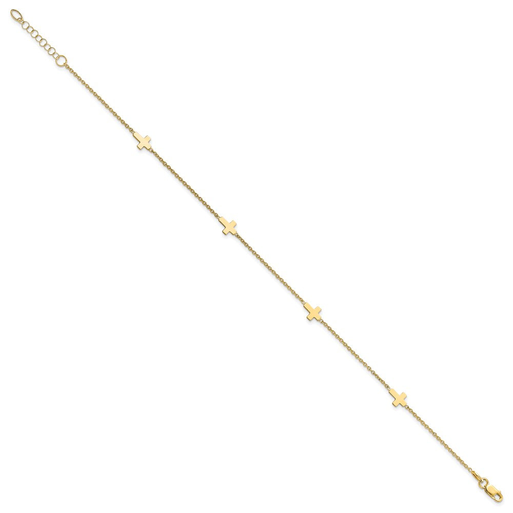 Polished Cross w/ 1in ext. Anklet