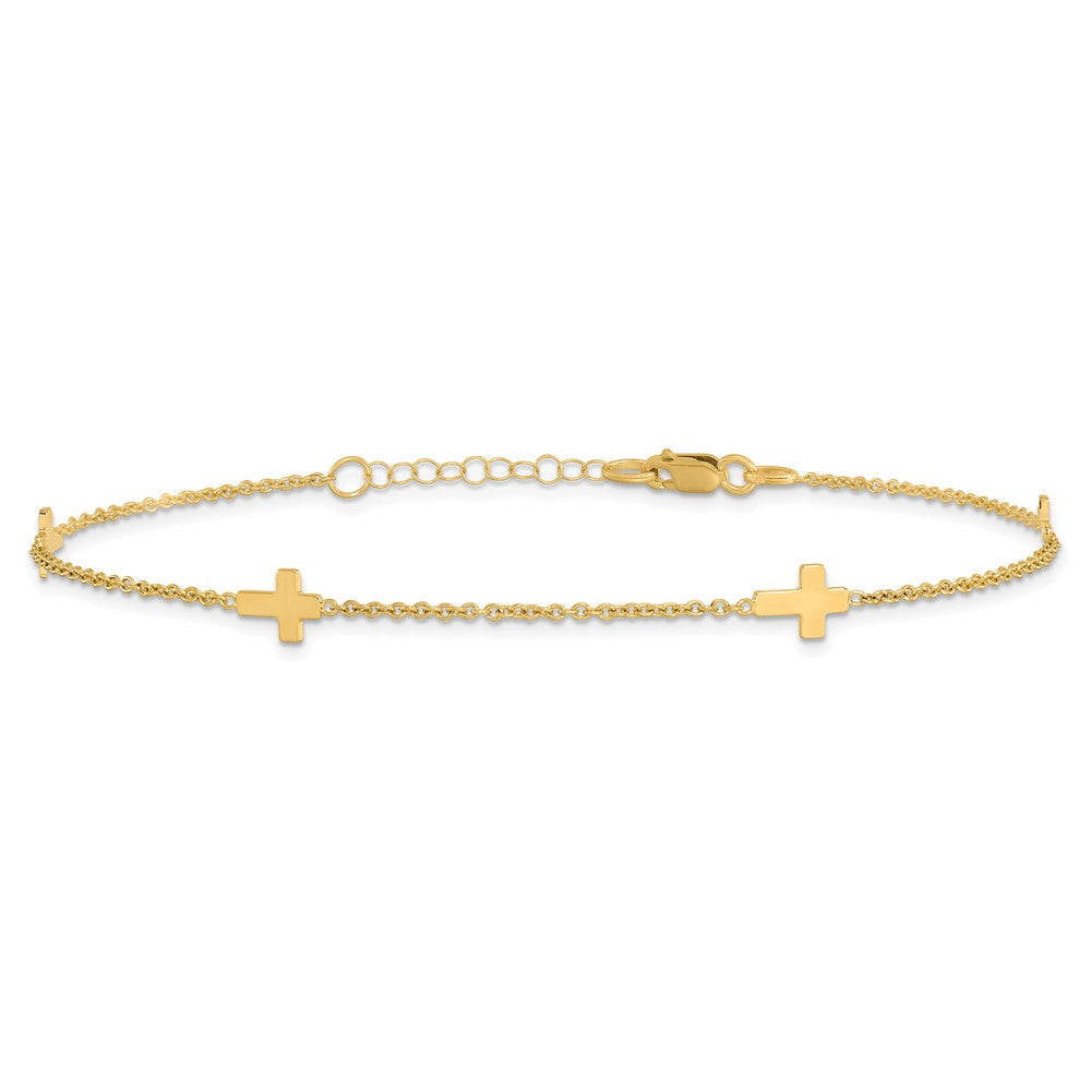 Polished Cross w/ 1in ext. Anklet