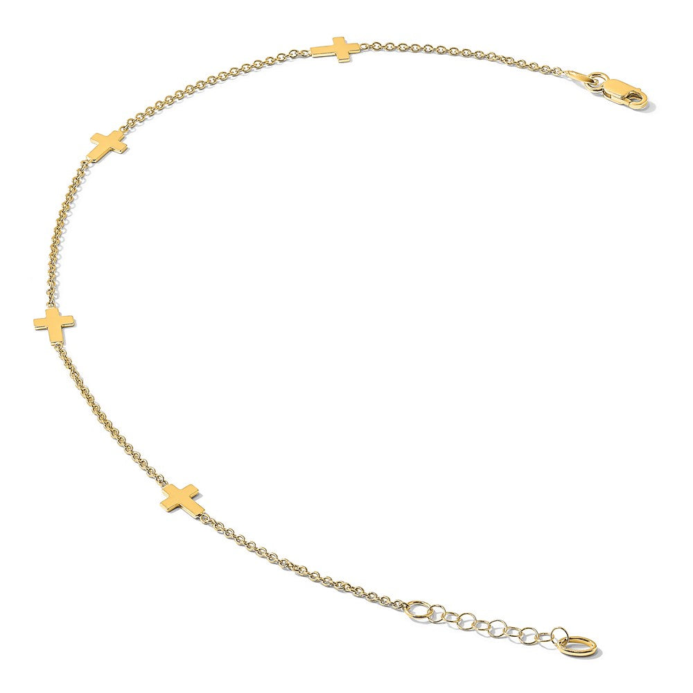 Polished Cross w/ 1in ext. Anklet