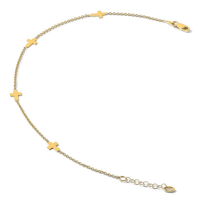 Polished Cross w/ 1in ext. Anklet