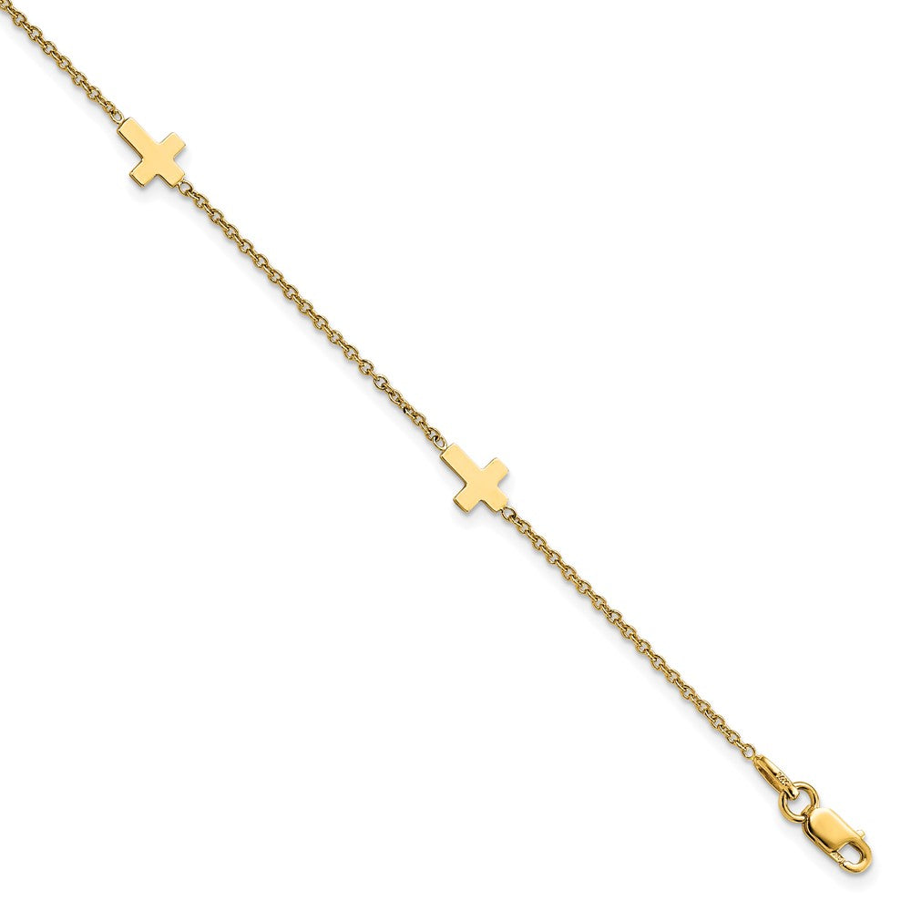 Polished Cross w/ 1in ext. Anklet