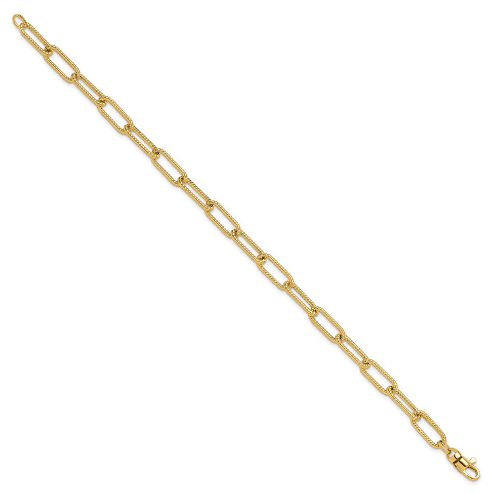 Polished Textured Oval Link Bracelet 7.5"
