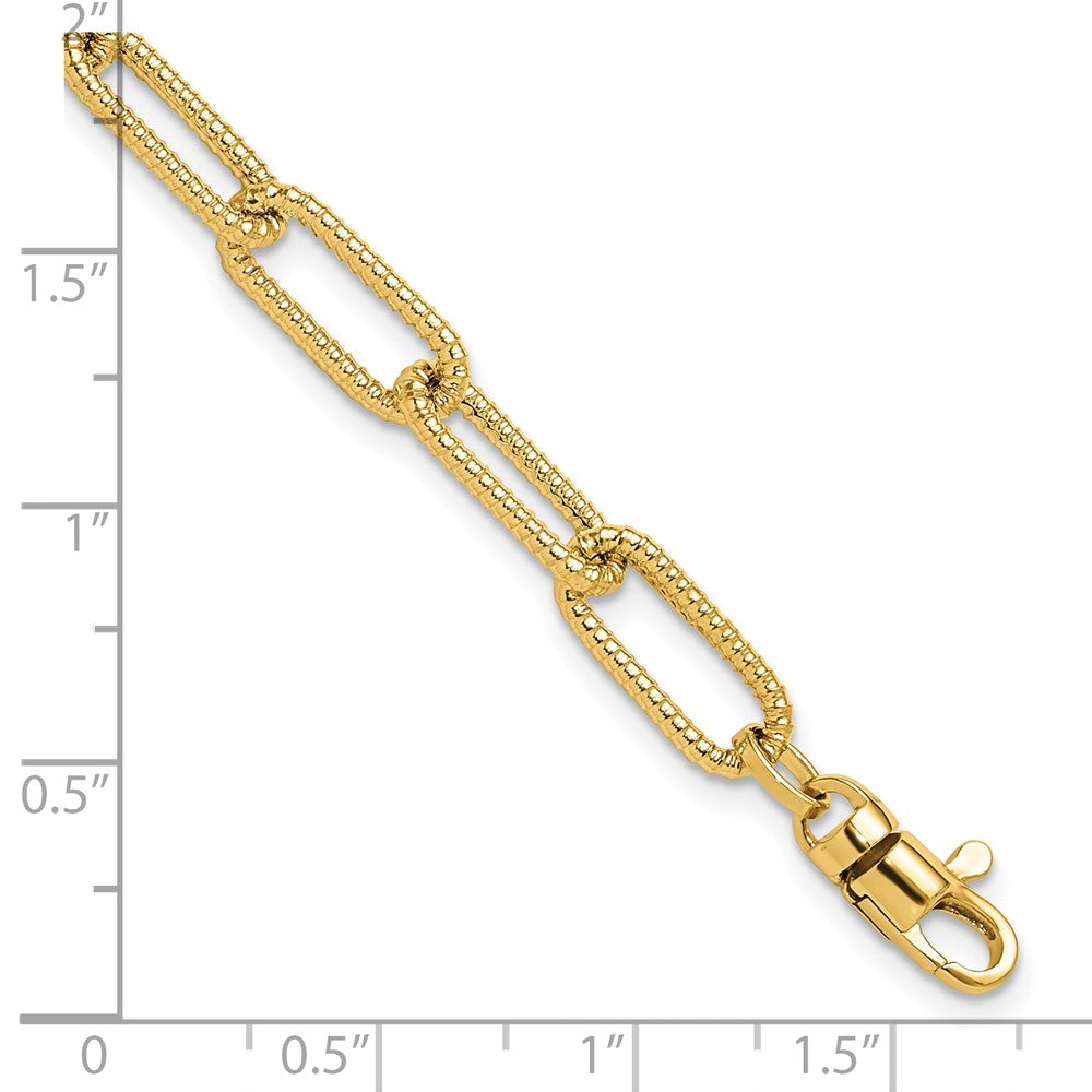 Polished Textured Oval Link Bracelet 7.5"