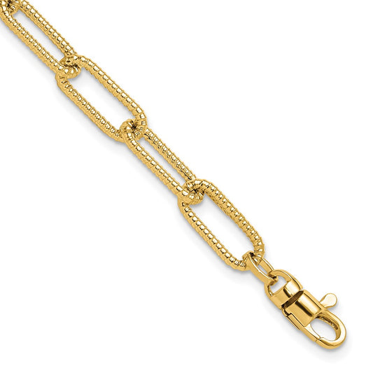 Polished Textured Oval Link Bracelet 7.5"