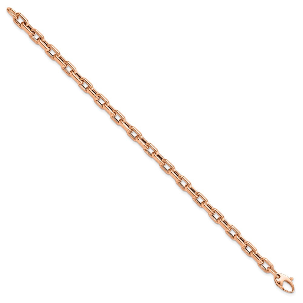Polished and Textured Fancy Link Bracelet 7.25" - Rose Gold