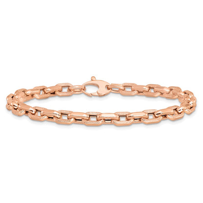 Polished and Textured Fancy Link Bracelet 7.25" - Rose Gold