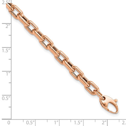Polished and Textured Fancy Link Bracelet 7.25" - Rose Gold