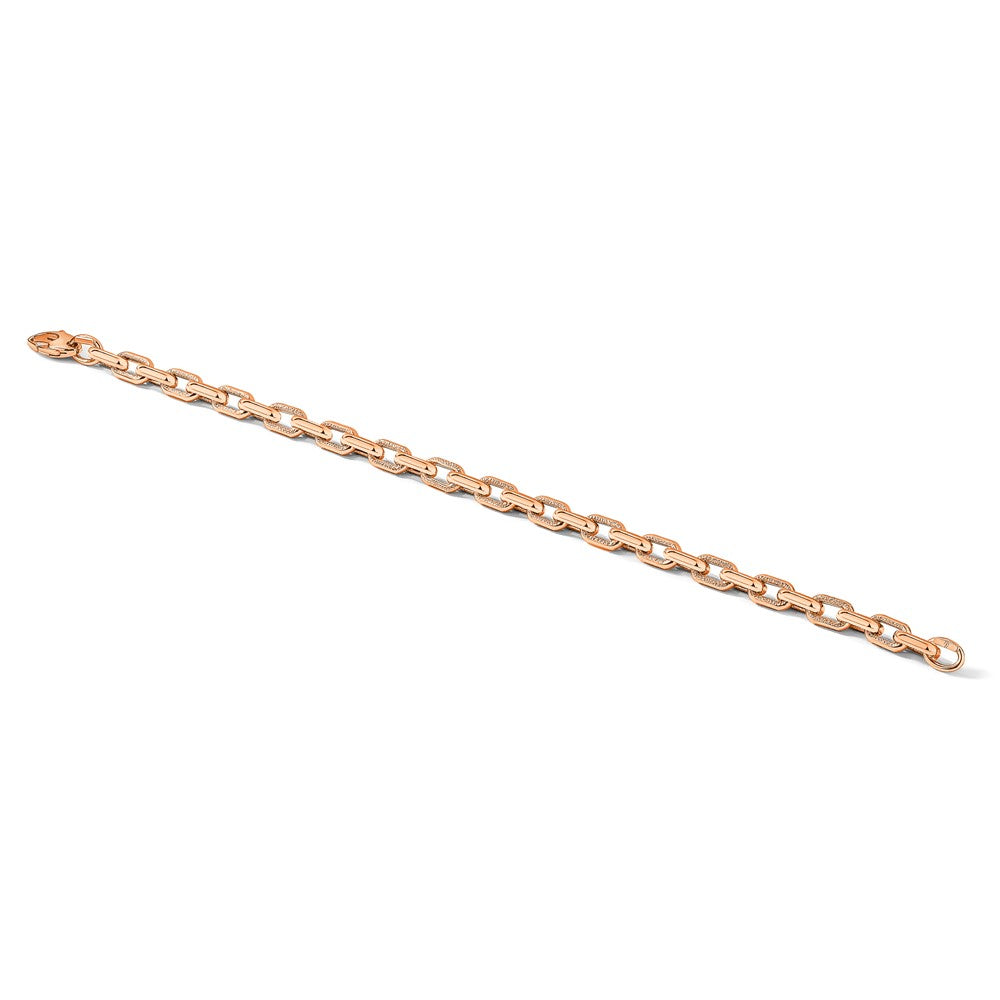 Polished and Textured Fancy Link Bracelet 7.25" - Rose Gold