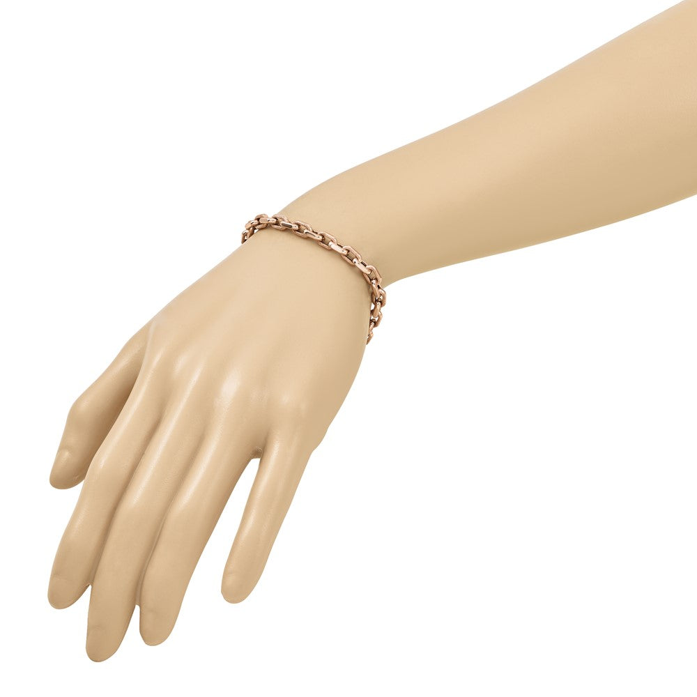 Polished and Textured Fancy Link Bracelet 7.25" - Rose Gold