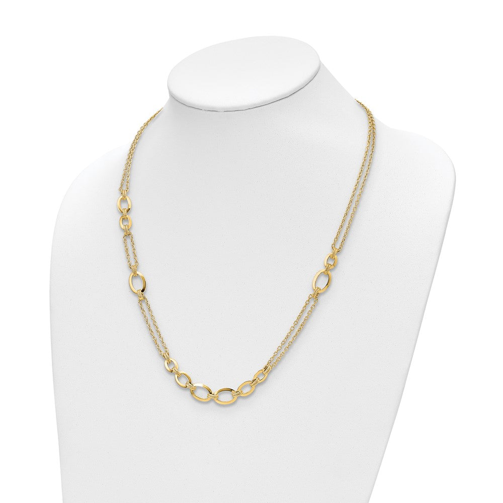Polished Fancy Double-stranded Link Necklace 23.5"