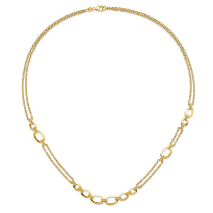 Polished Fancy Double-stranded Link Necklace 23.5"