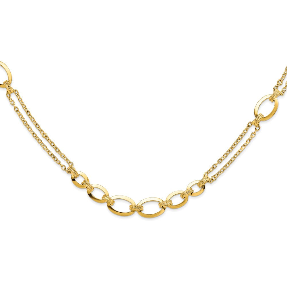 Polished Fancy Double-stranded Link Necklace 23.5"