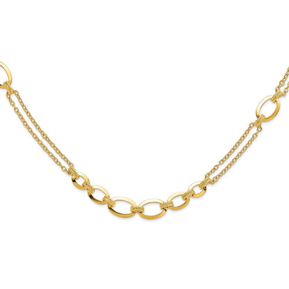 Polished Fancy Double-stranded Link Necklace 23.5"
