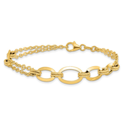 Polished Fancy Double-stranded Link Bracelet 7.5"