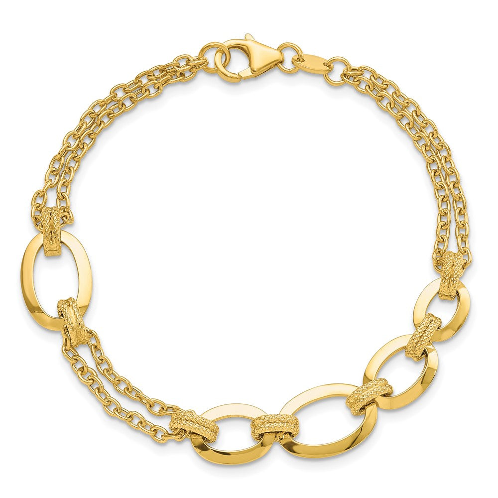 Polished Fancy Double-stranded Link Bracelet 7.5"