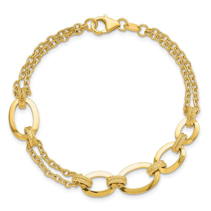 Polished Fancy Double-stranded Link Bracelet 7.5"