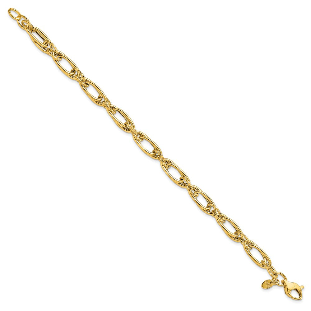 Polished Diamond-cut Fancy Link Bracelet 7.75" - 5.51g