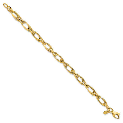 Polished Diamond-cut Fancy Link Bracelet 7.75" - 5.51g