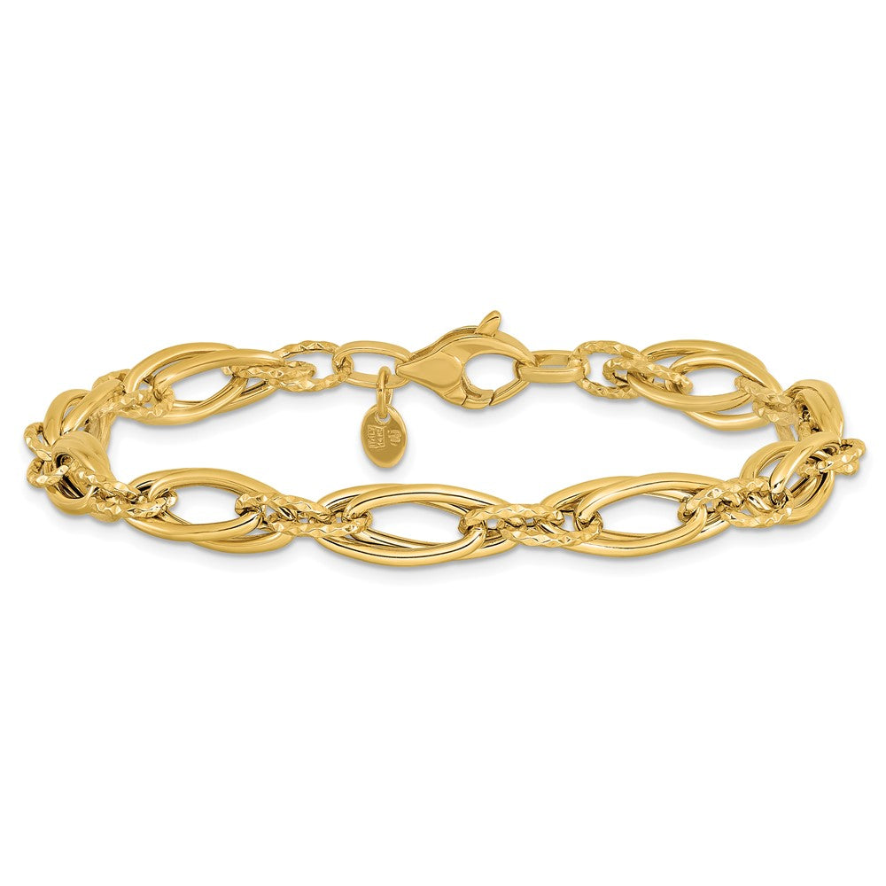 Polished Diamond-cut Fancy Link Bracelet 7.75" - 5.51g