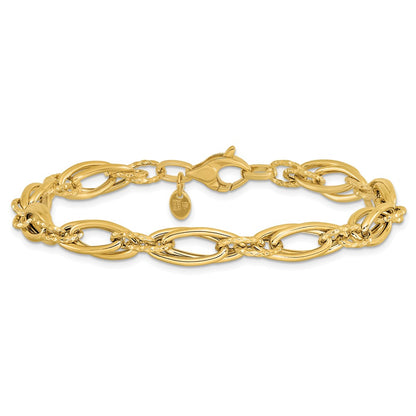 Polished Diamond-cut Fancy Link Bracelet 7.75" - 5.51g