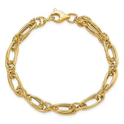 Polished Diamond-cut Fancy Link Bracelet 7.75" - 5.51g