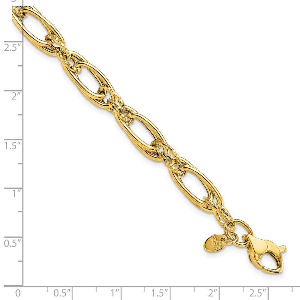 Polished Diamond-cut Fancy Link Bracelet 7.75" - 5.51g