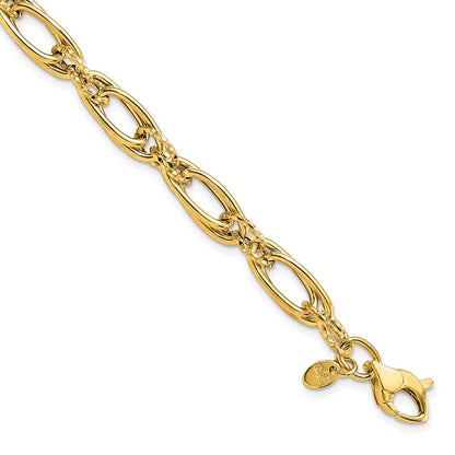 Polished Diamond-cut Fancy Link Bracelet 7.75" - 5.51g