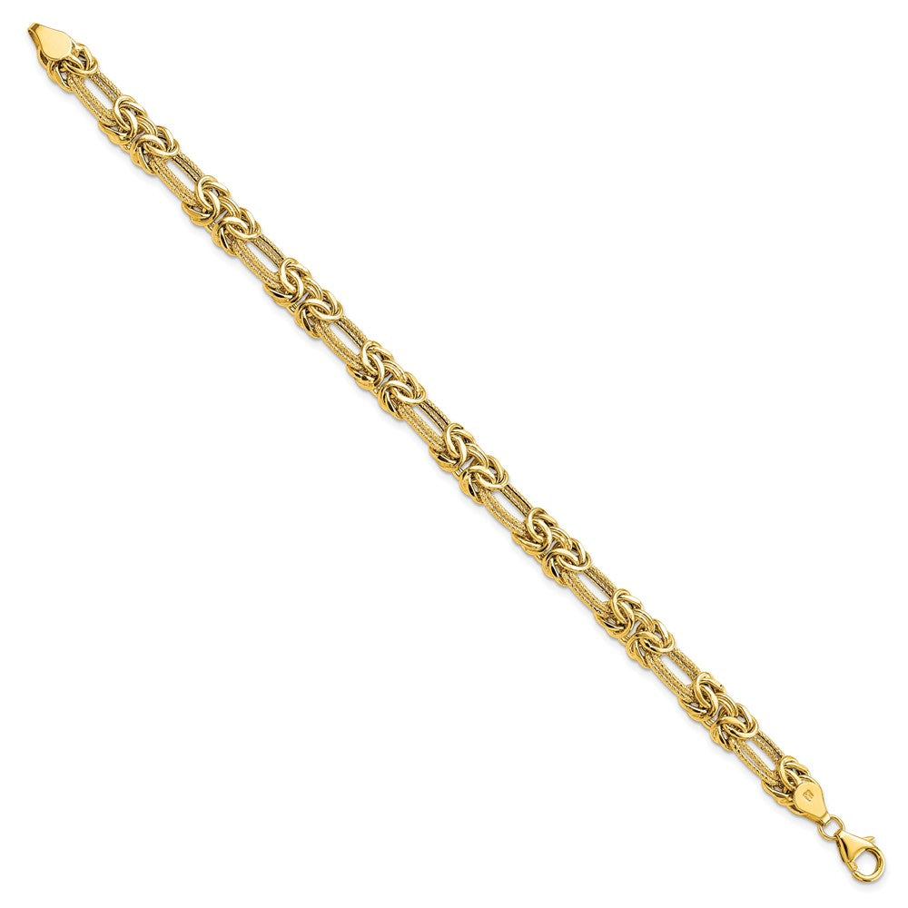Polished Textured Fancy Link Bracelet 7.5" - 6.24g
