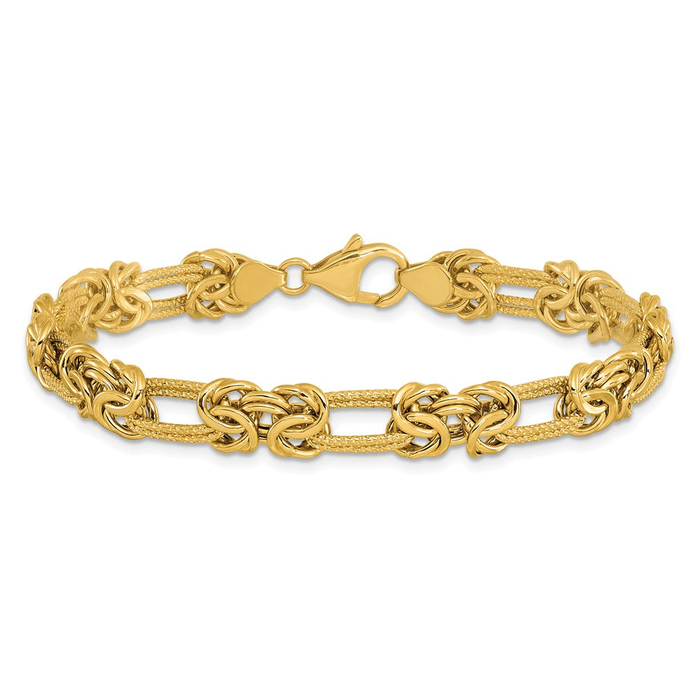 Polished Textured Fancy Link Bracelet 7.5" - 6.24g