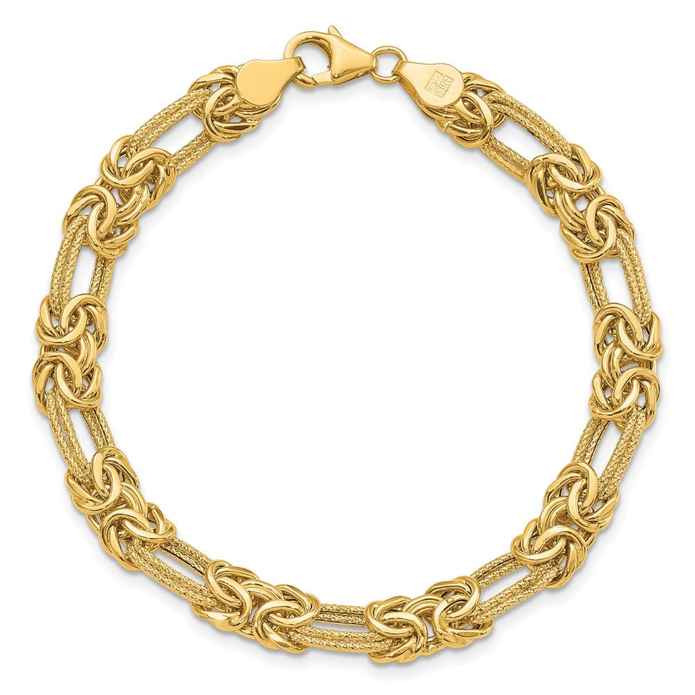 Polished Textured Fancy Link Bracelet 7.5" - 6.24g