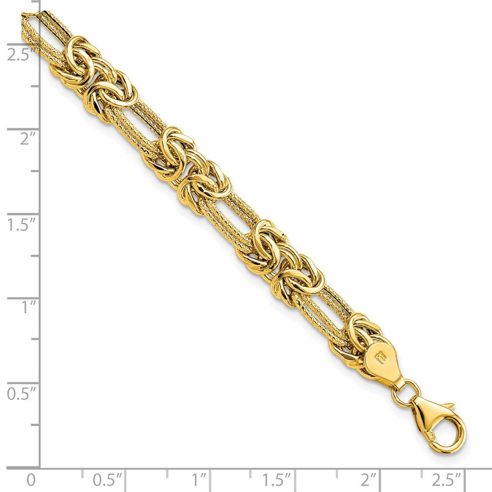Polished Textured Fancy Link Bracelet 7.5" - 6.24g