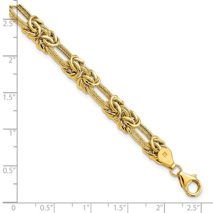 Polished Textured Fancy Link Bracelet 7.5" - 6.24g