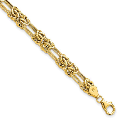 Polished Textured Fancy Link Bracelet 7.5" - 6.24g