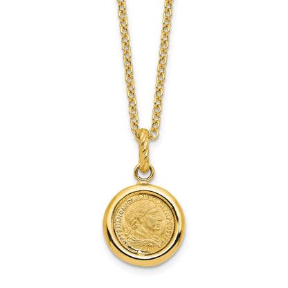 Polished and Matte Coin Necklace 18"