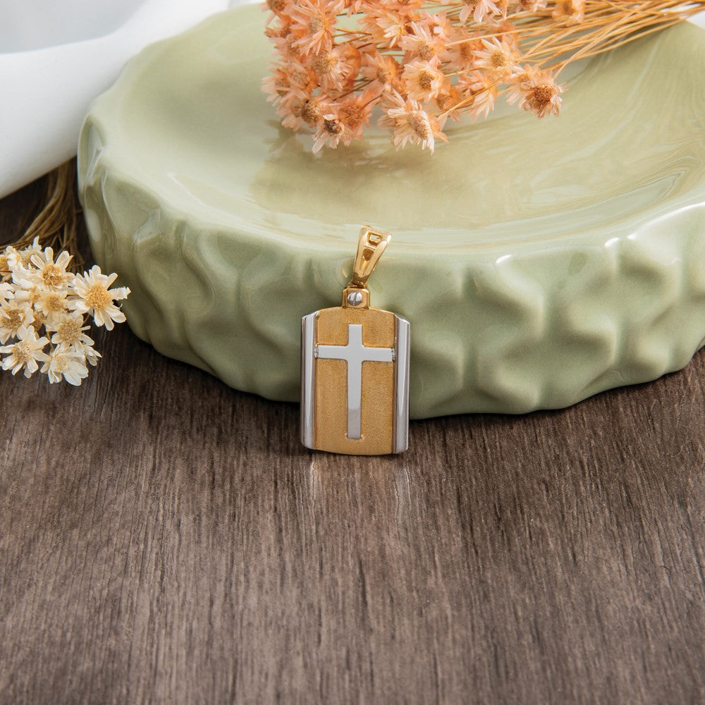 Brushed Cross Dog Tag Pendant