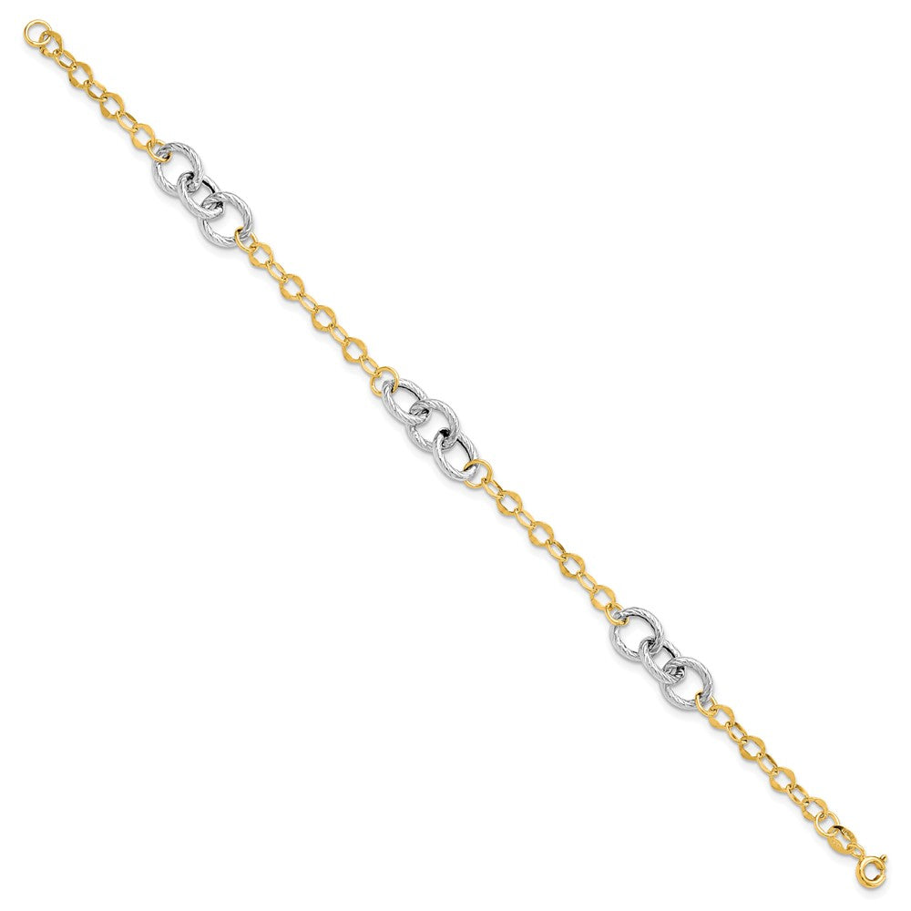 Polished and Textured Fancy Link Bracelet 7.5" - 2.15g