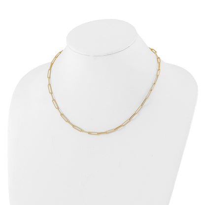 Polished and Textured Paperclip Link Necklace 16"