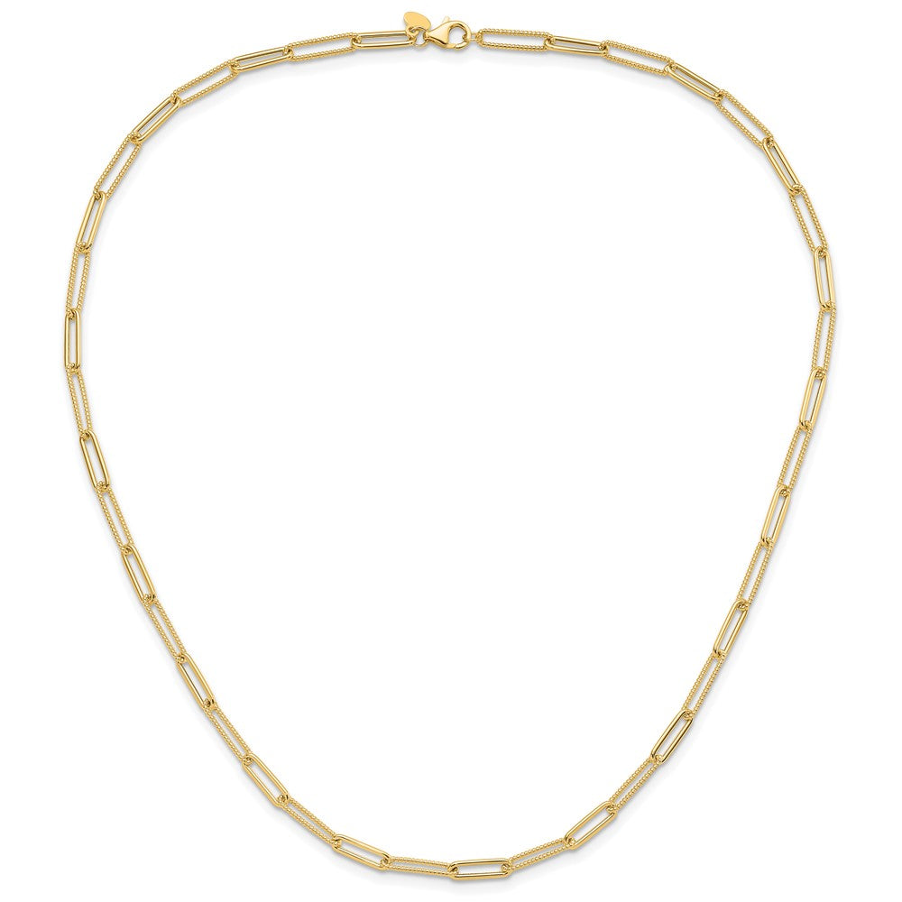 Polished and Textured Paperclip Link Necklace 16"