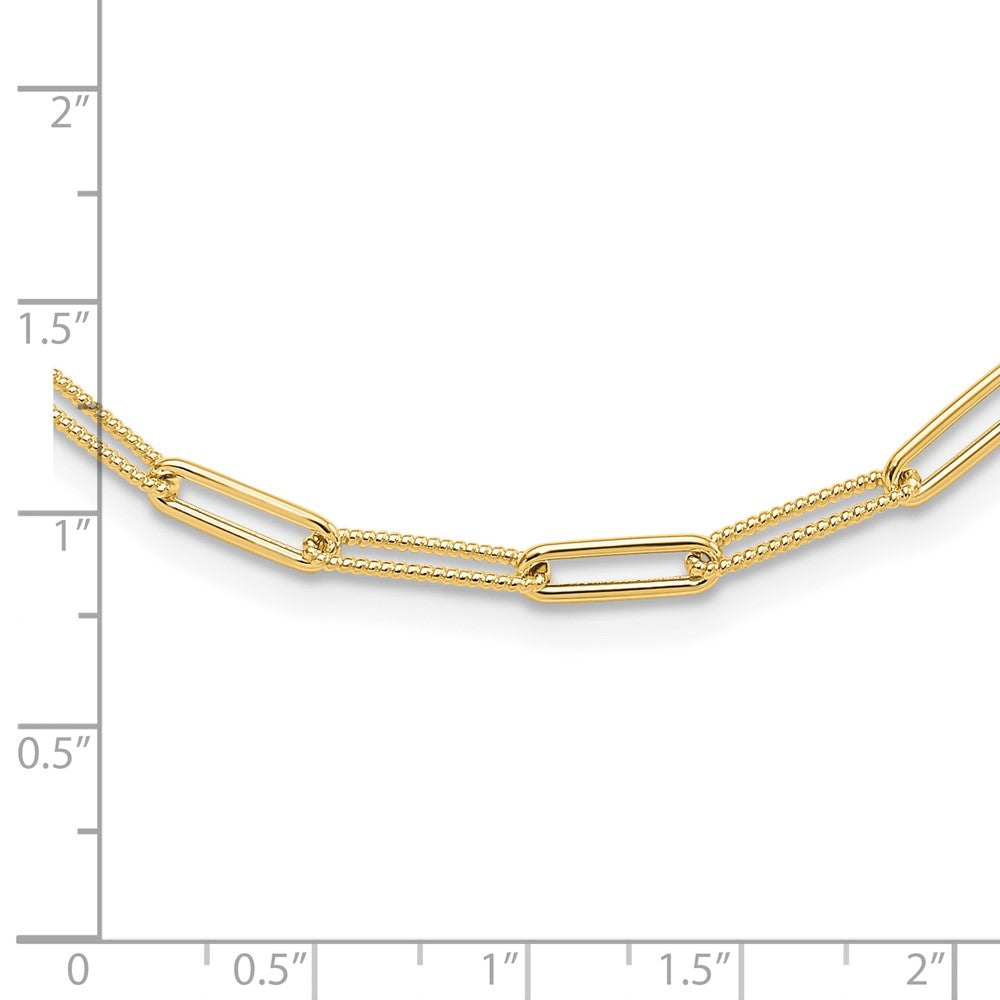 Polished and Textured Paperclip Link Necklace 16"