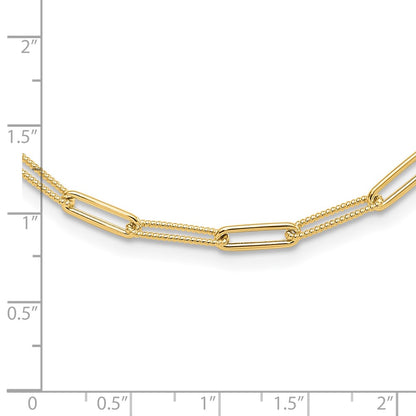Polished and Textured Paperclip Link Necklace 16"