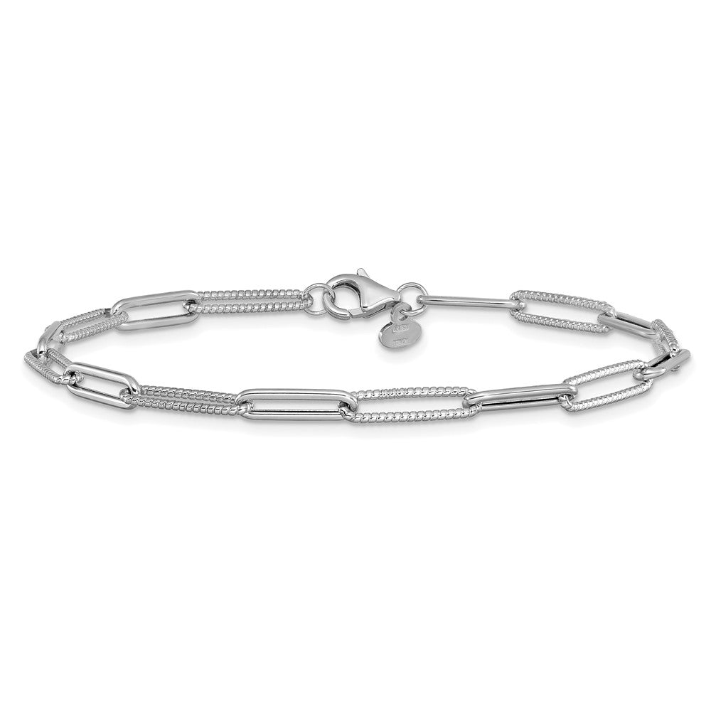 Polished / Textured Paperclip Link Bracelet